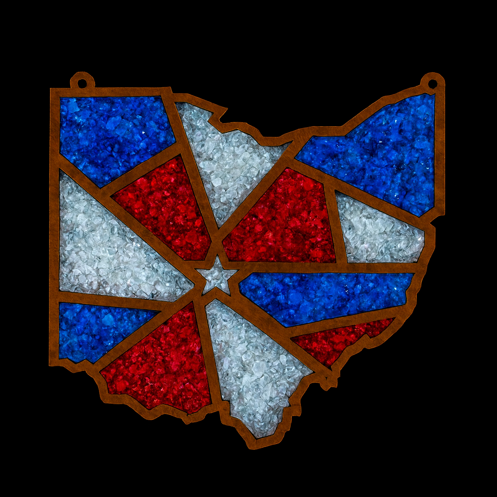 DIY Ohio Crushed Glass Suncatcher