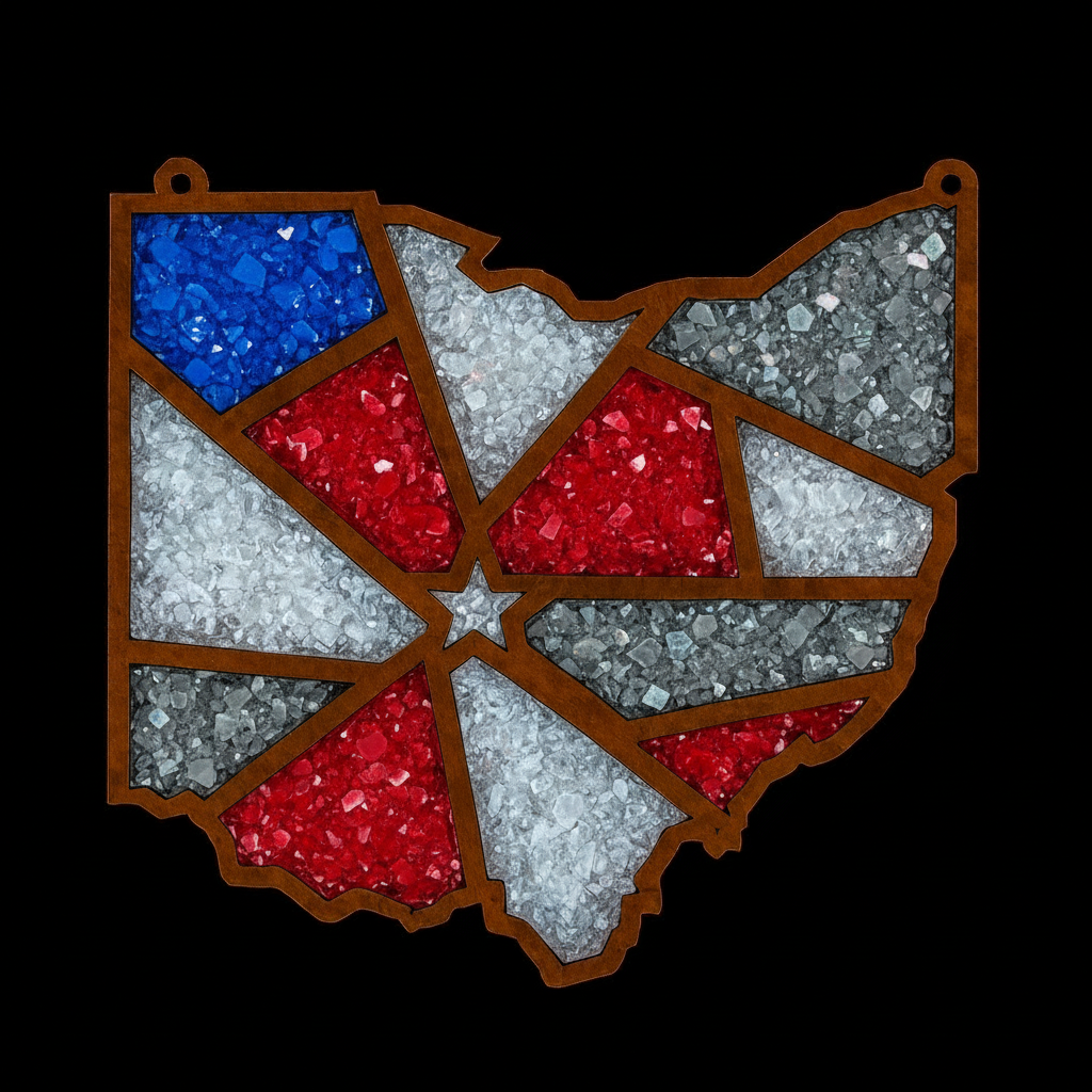 DIY Ohio Crushed Glass Suncatcher