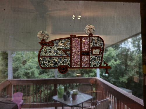 DIY Camper Crushed Glass Suncatcher