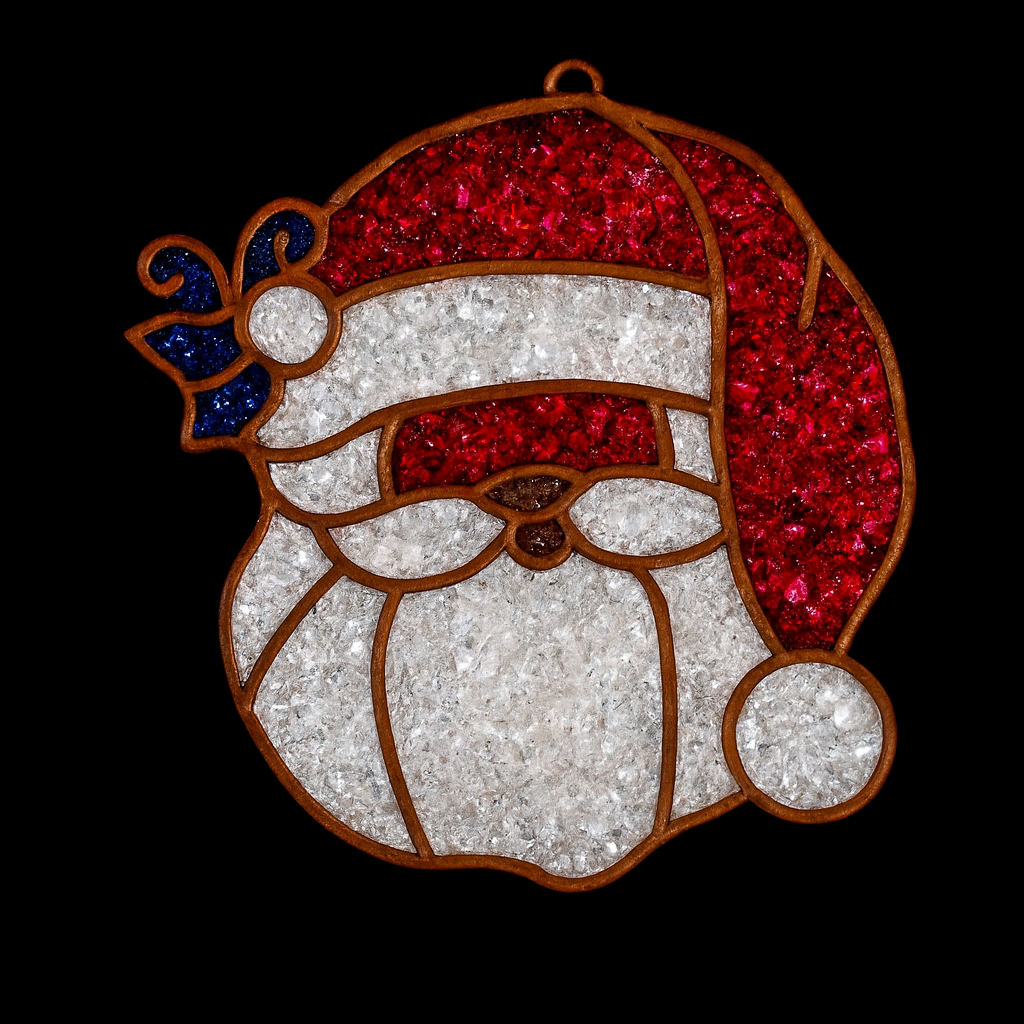 DIY Santa Head Crushed Glass Suncatcher