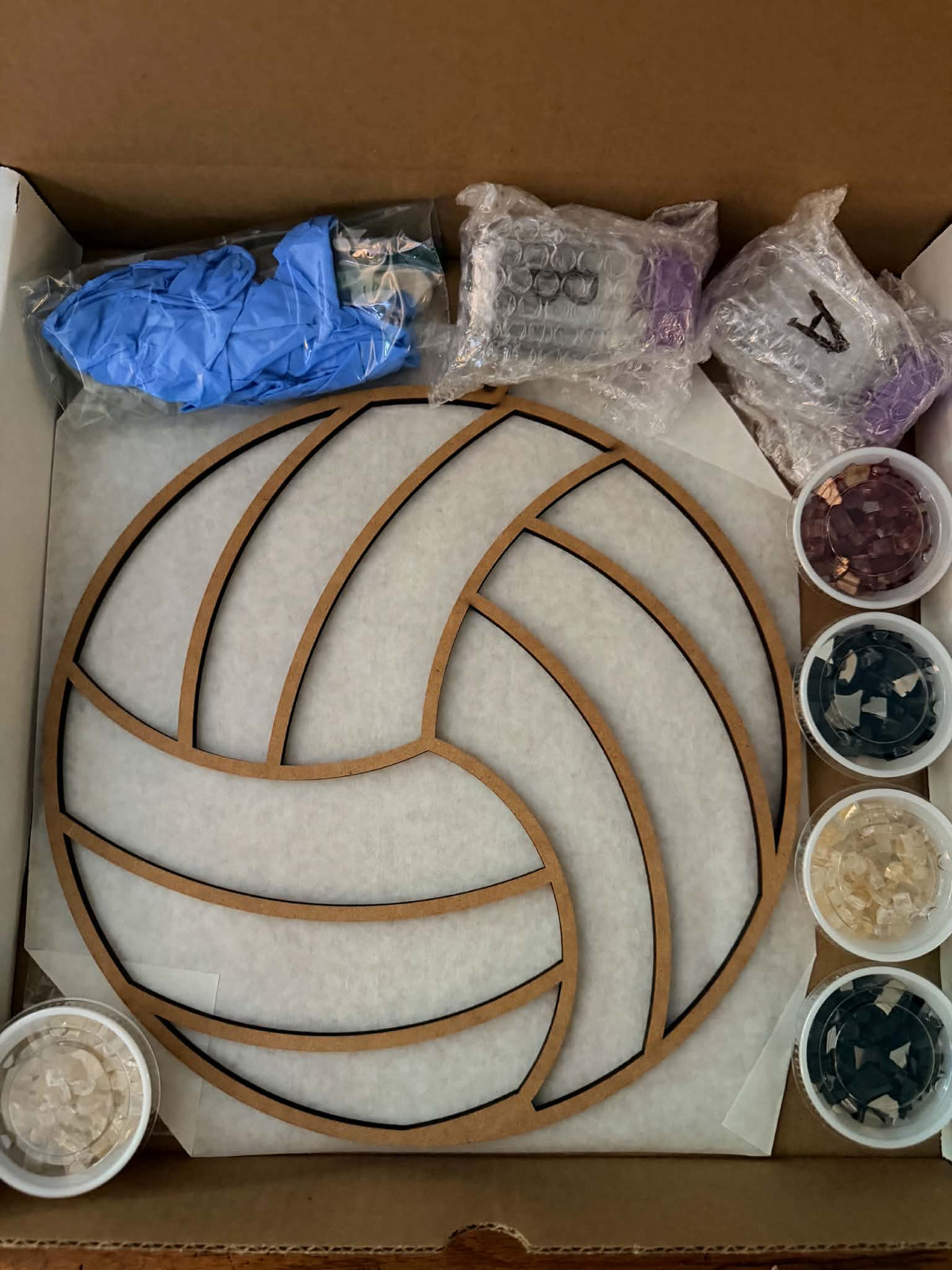DIY Volleyball Crushed Glass Suncatcher