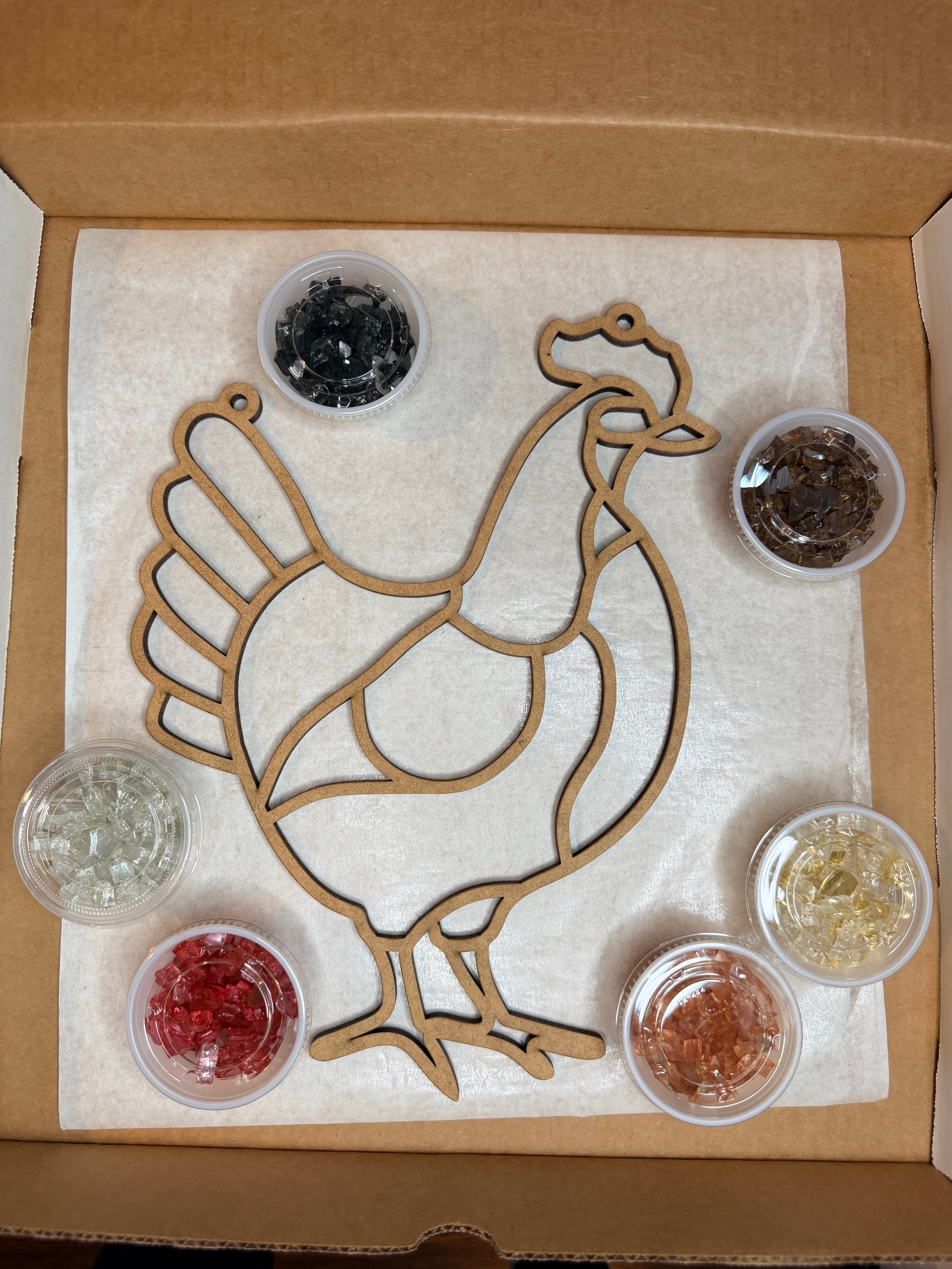DIY Rooster Crushed Glass Suncatcher