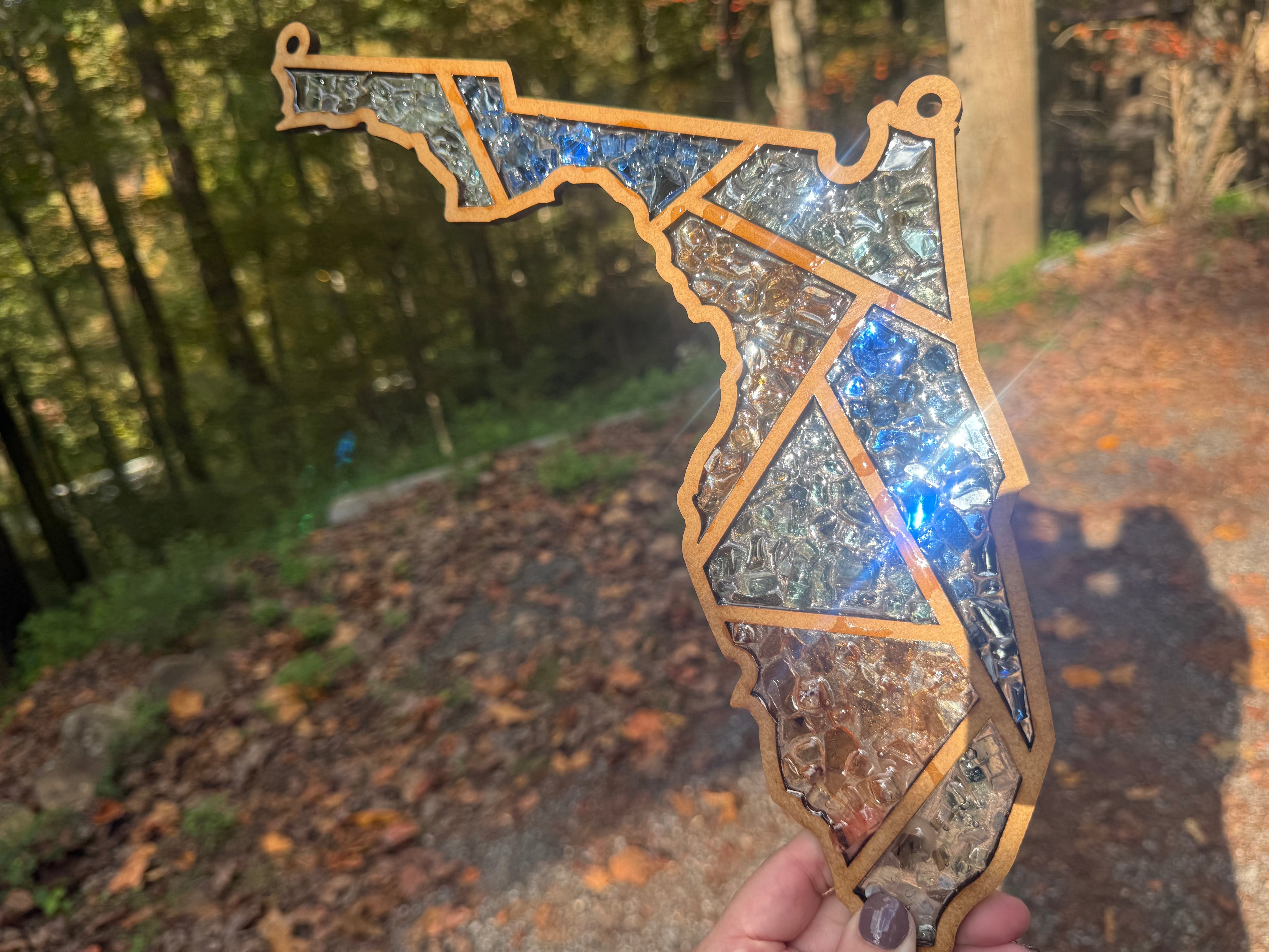 DIY Florida Crushed Glass Suncatcher