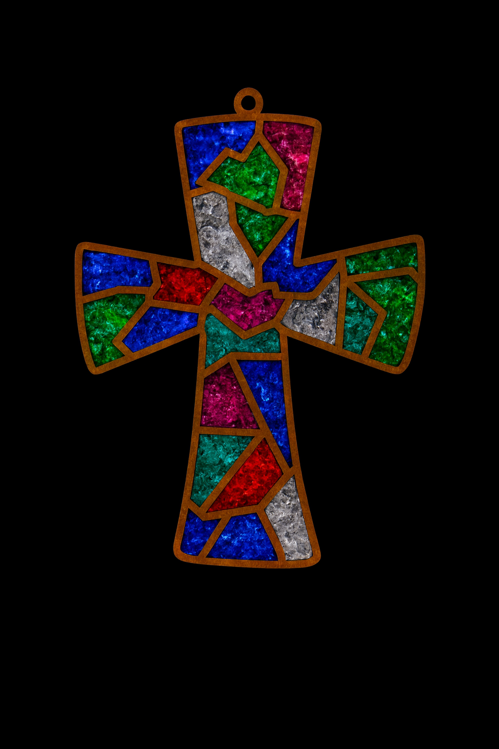 DIY Cross Crushed Glass Suncatcher