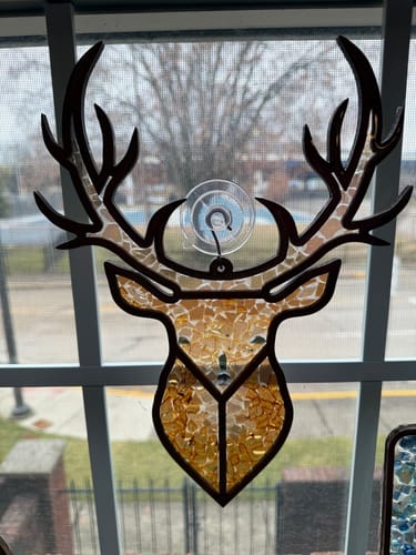 DIY Deer Head Crushed Glass Suncatcher