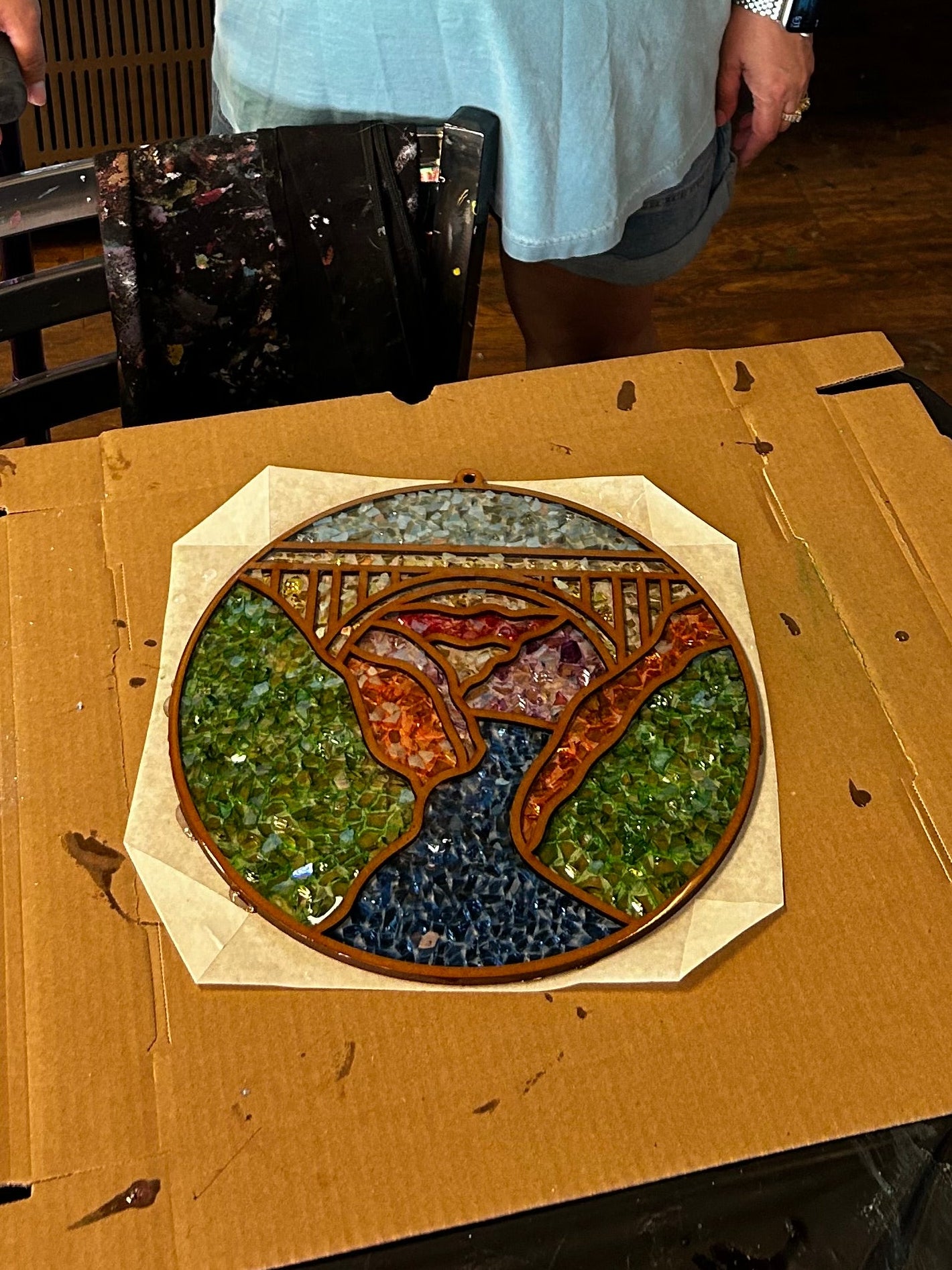 DIY New River Gorge WV Crushed Glass Suncatcher