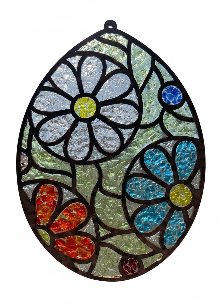 DIY Easter Egg Crushed Glass Suncatcher