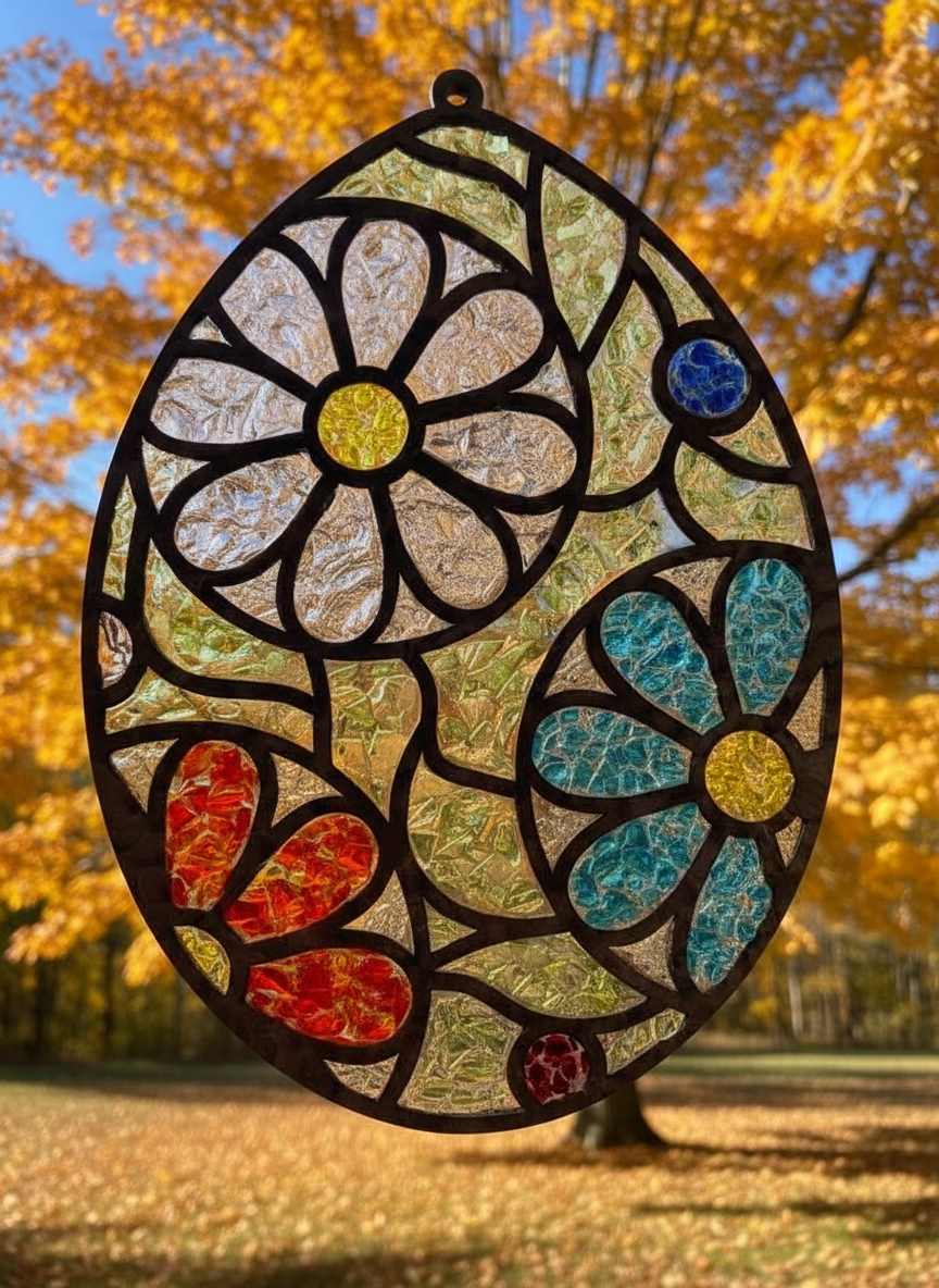 DIY Easter Egg Crushed Glass Suncatcher