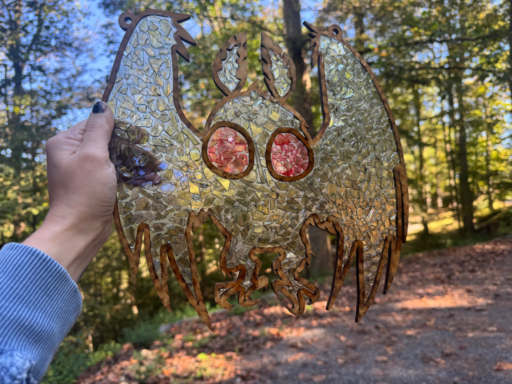 DIY Mothman Crushed Glass Suncatcher