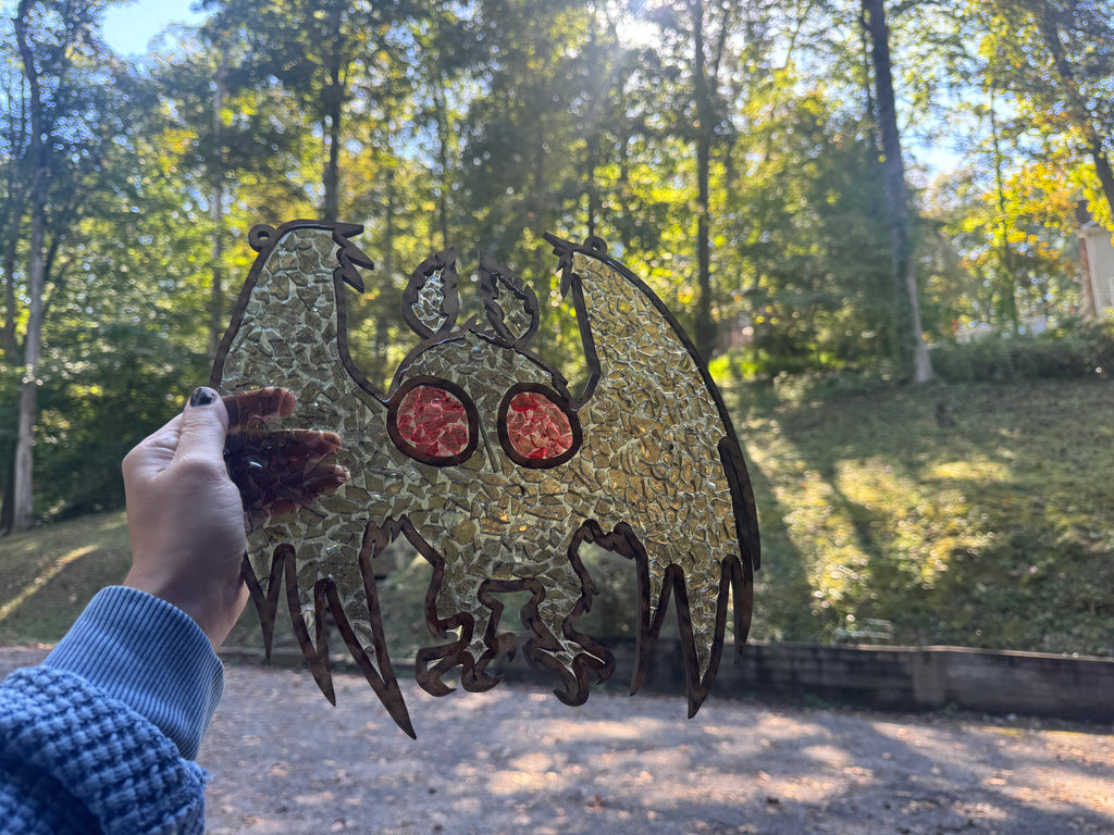 DIY Mothman Crushed Glass Suncatcher