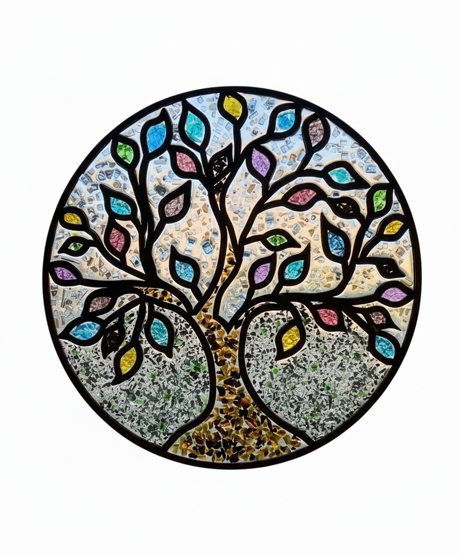 DIY Tree of Life Crushed Glass Suncatcher