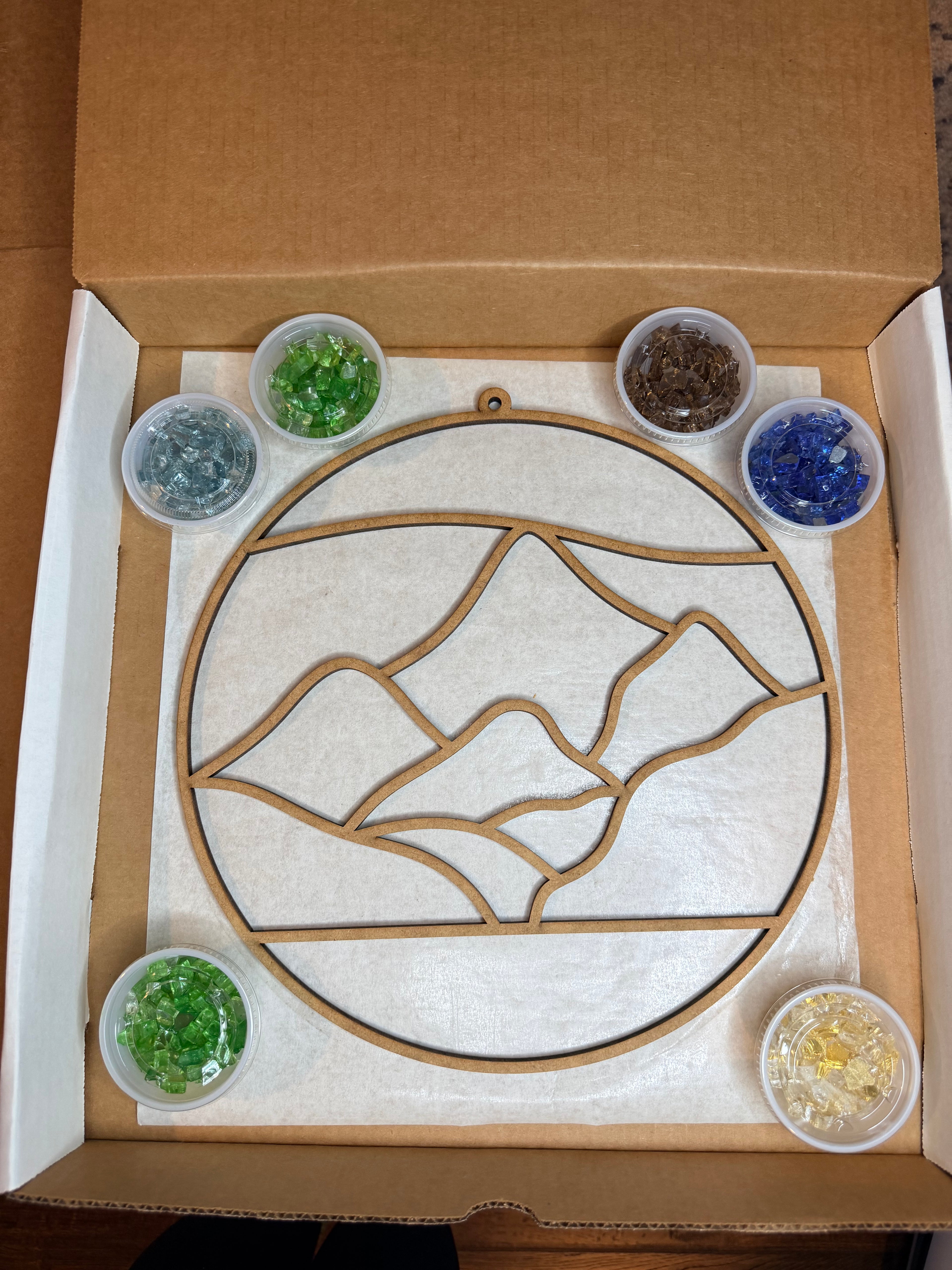 DIY Mountain Range Crushed Glass Suncatcher