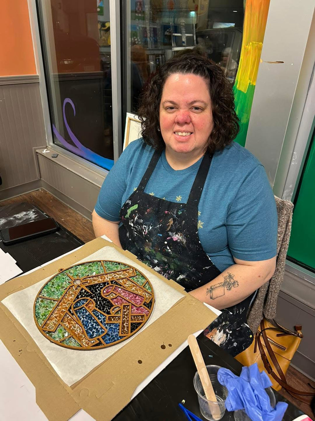 DIY Nativity Crushed Glass Suncatcher