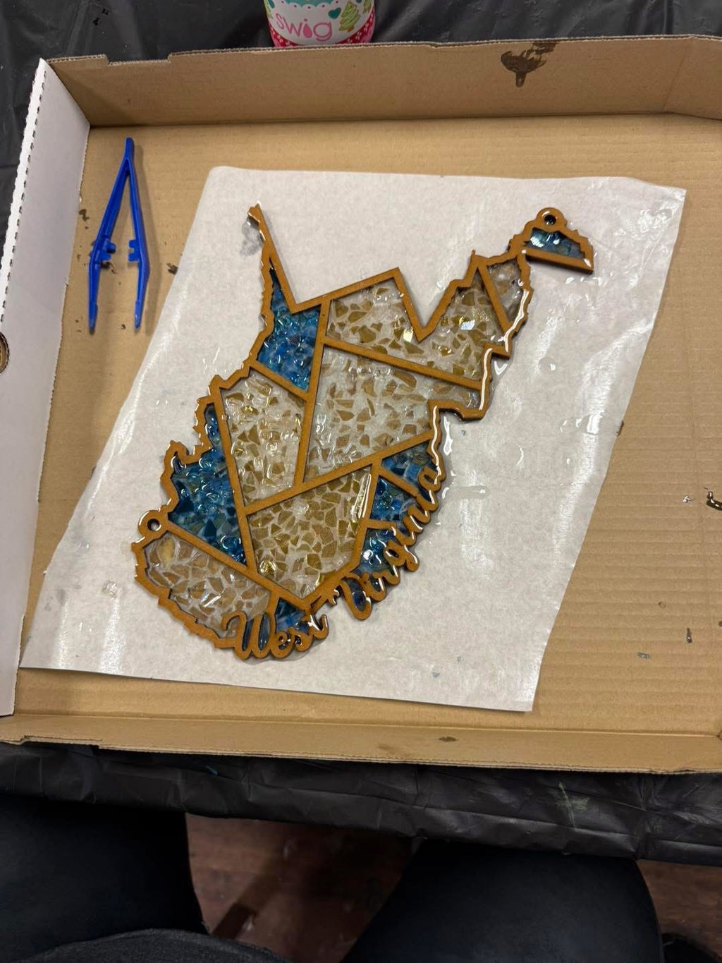 DIY West Virginia Crushed Glass Suncatcher