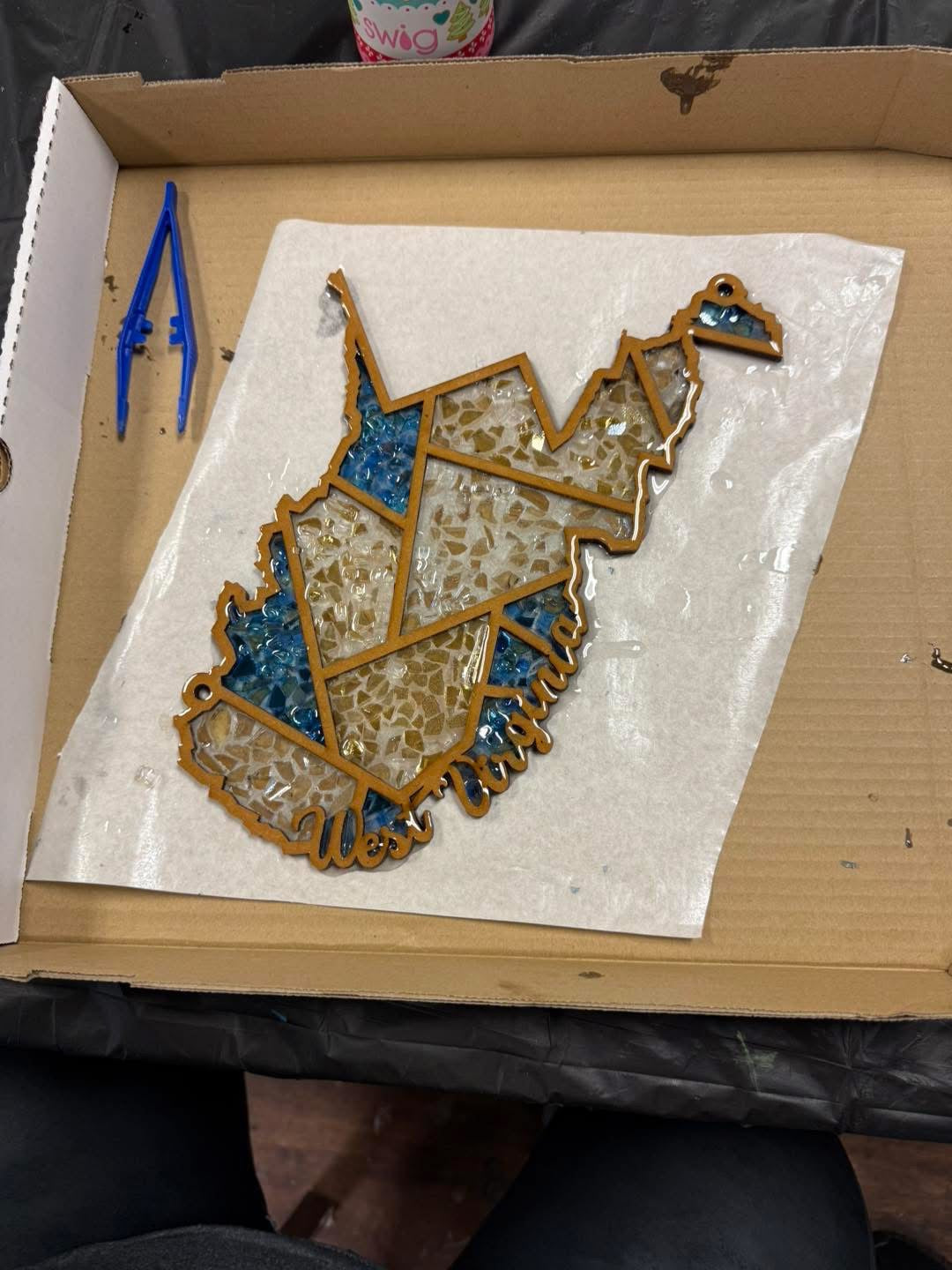 DIY West Virginia Crushed Glass Suncatcher