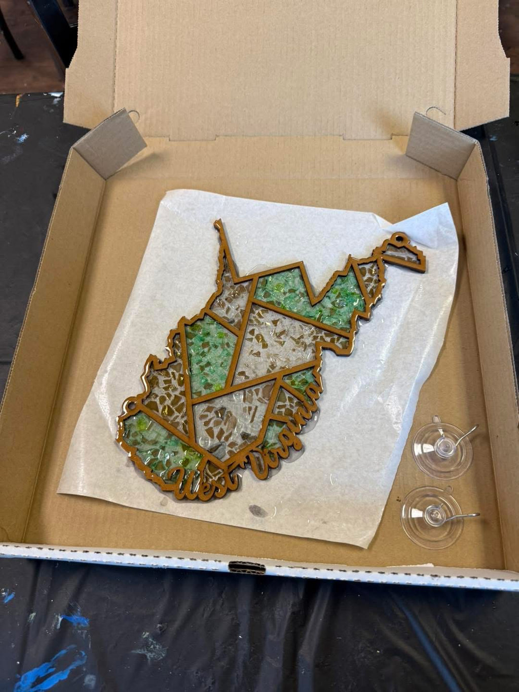DIY West Virginia Crushed Glass Suncatcher