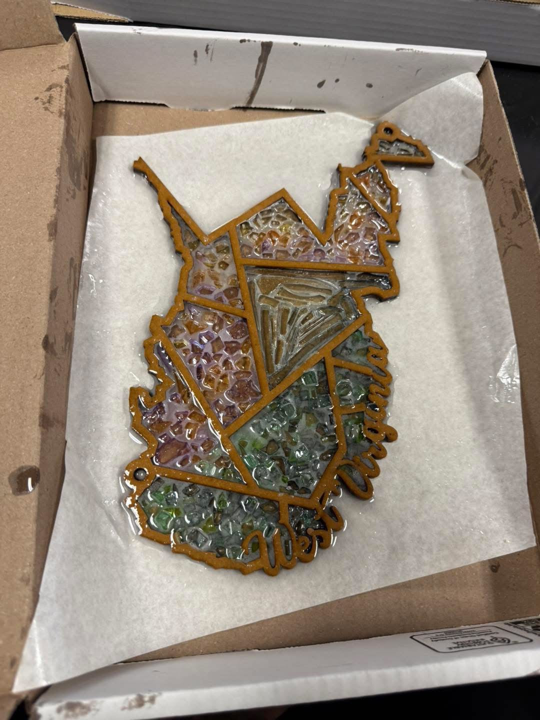 DIY West Virginia Crushed Glass Suncatcher