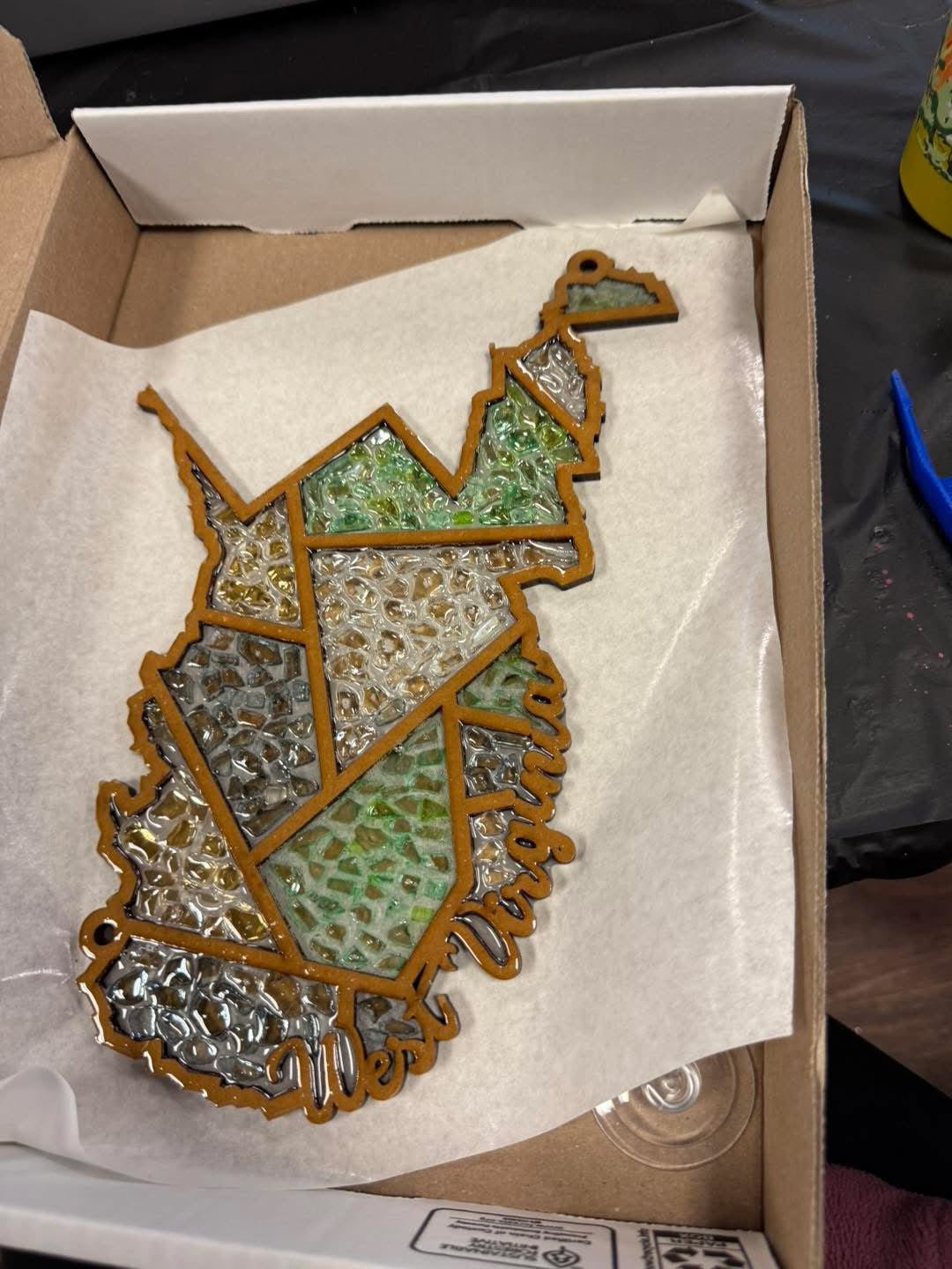 DIY West Virginia Crushed Glass Suncatcher