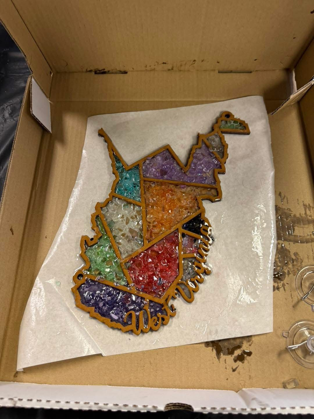 DIY West Virginia Crushed Glass Suncatcher