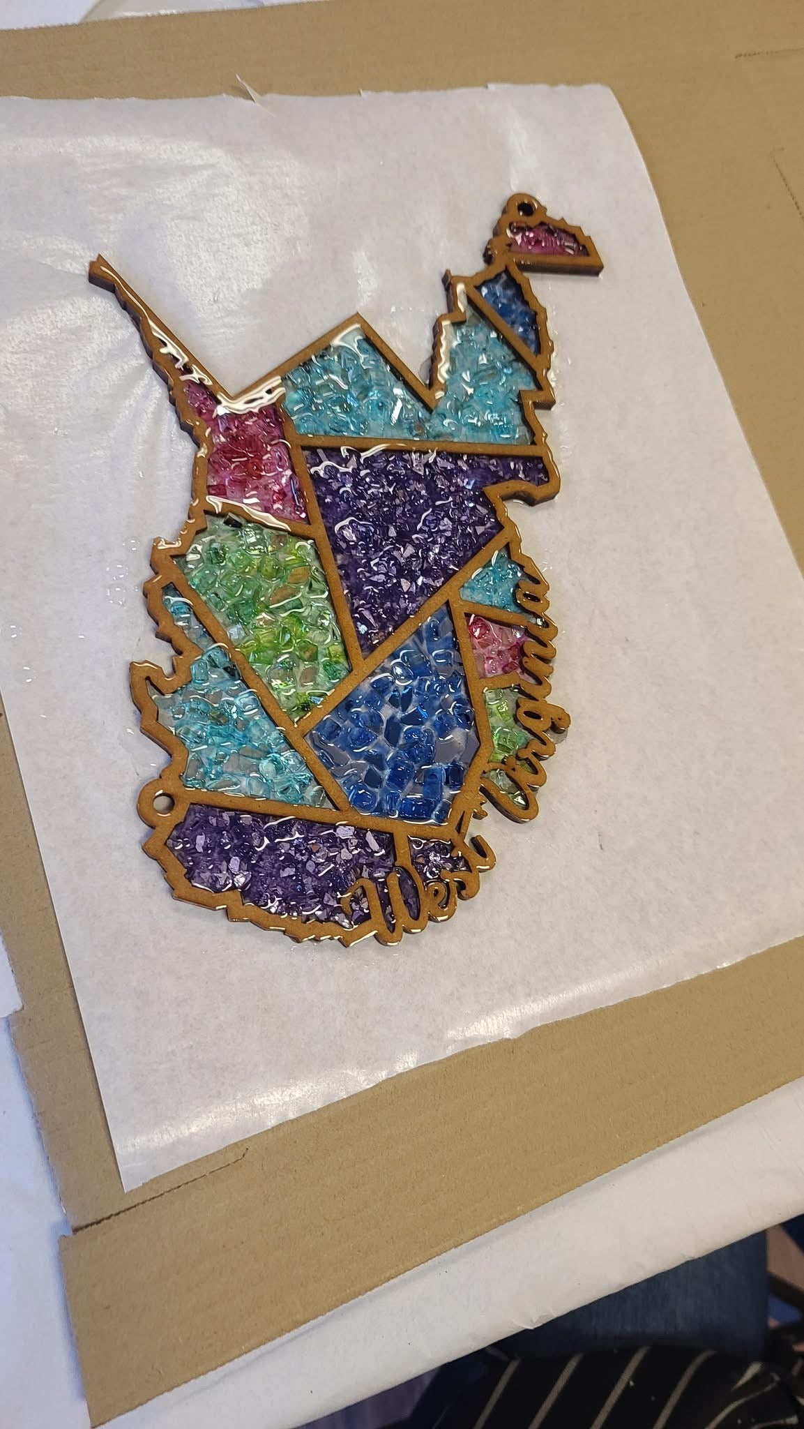 DIY West Virginia Crushed Glass Suncatcher