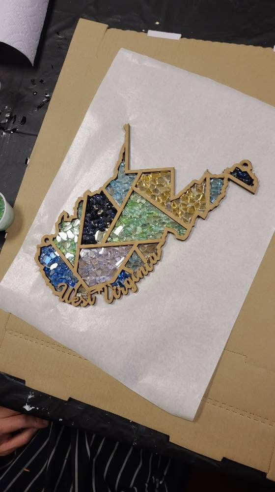 DIY West Virginia Crushed Glass Suncatcher