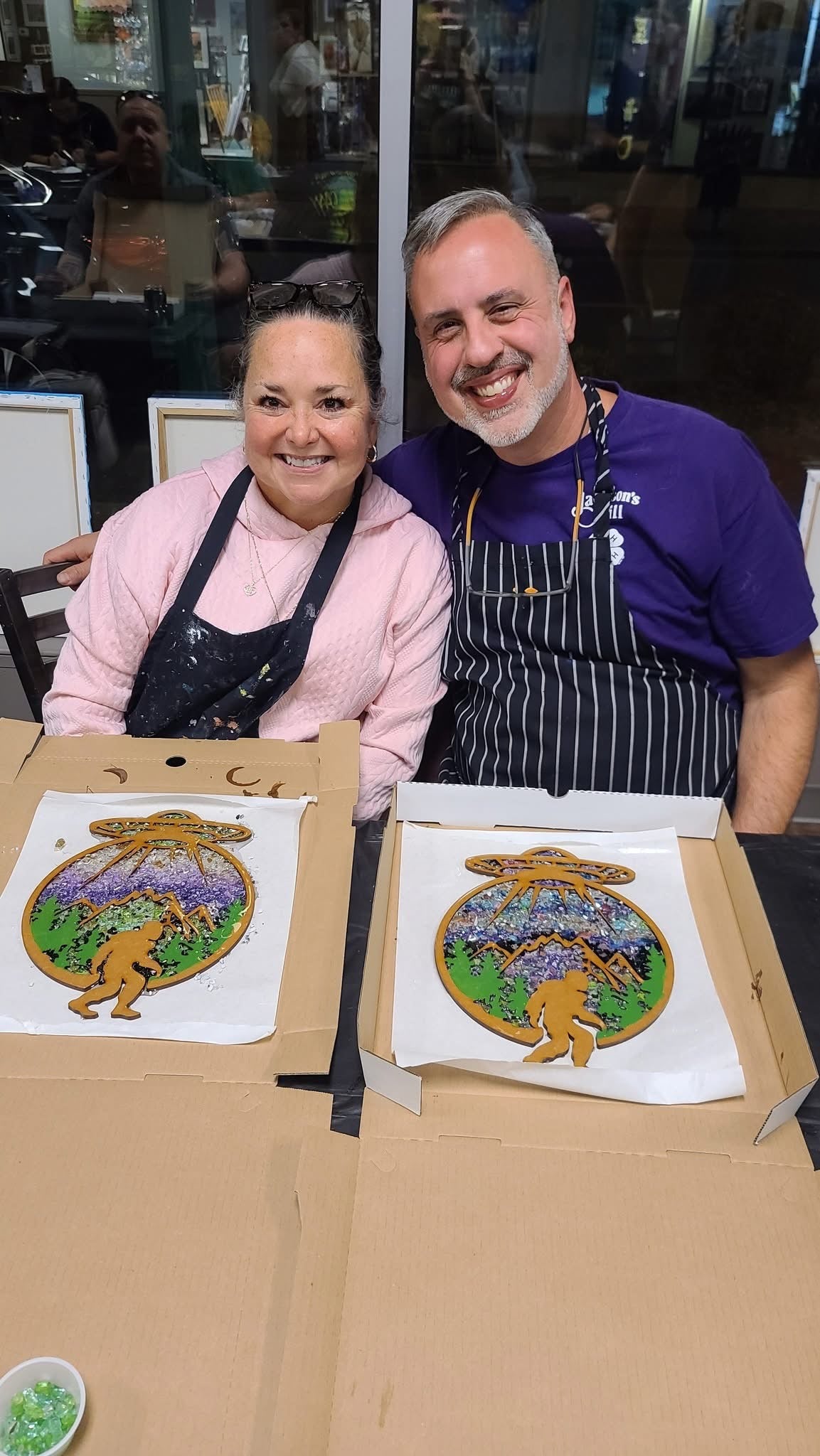 DIY Big Foot Crushed Glass Suncatcher