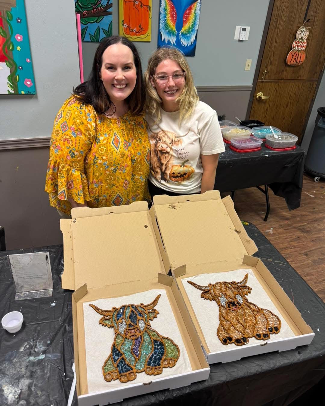 DIY Highland Cow Crushed Glass Suncatcher