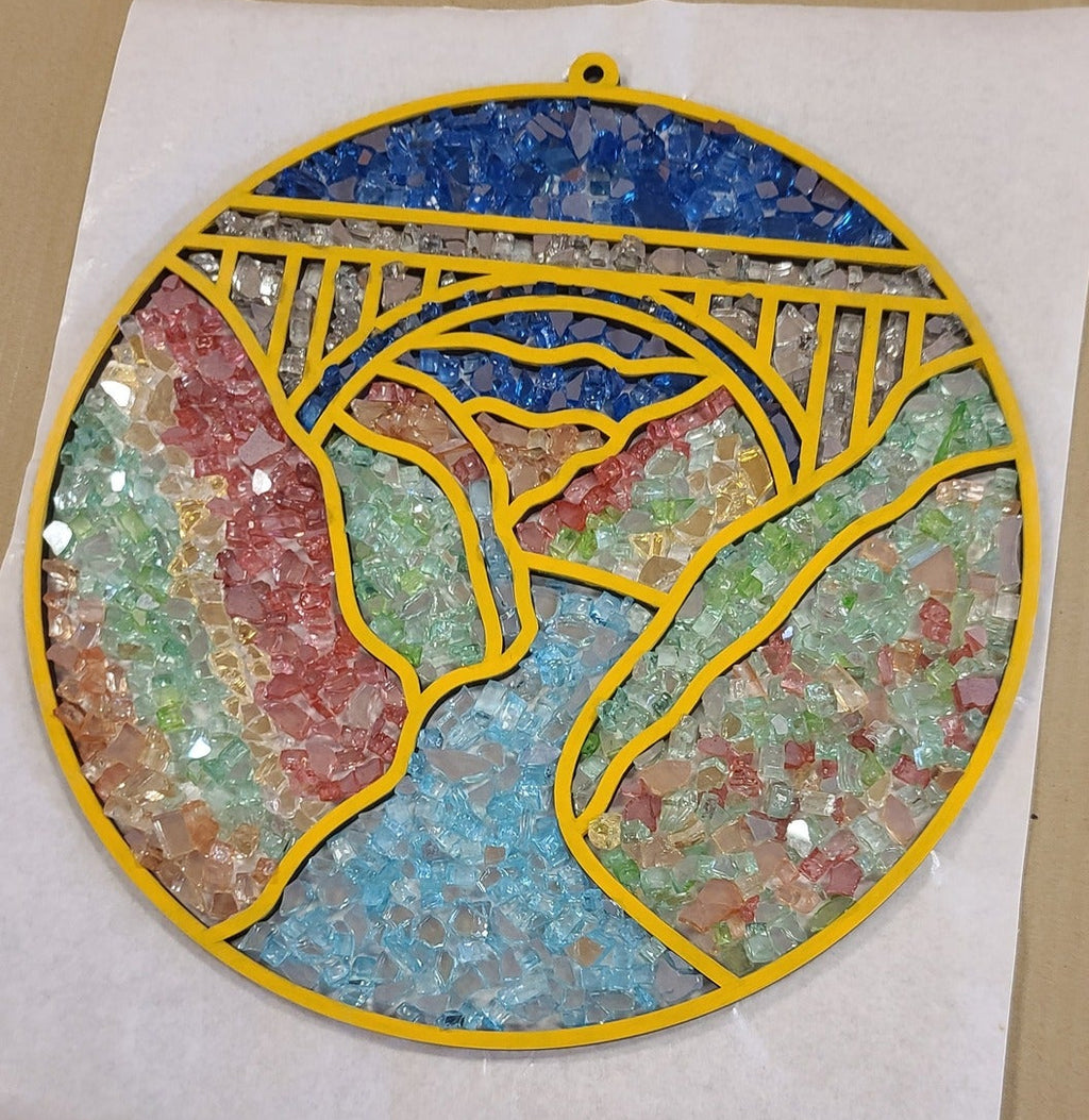 DIY New River Gorge WV Crushed Glass Suncatcher