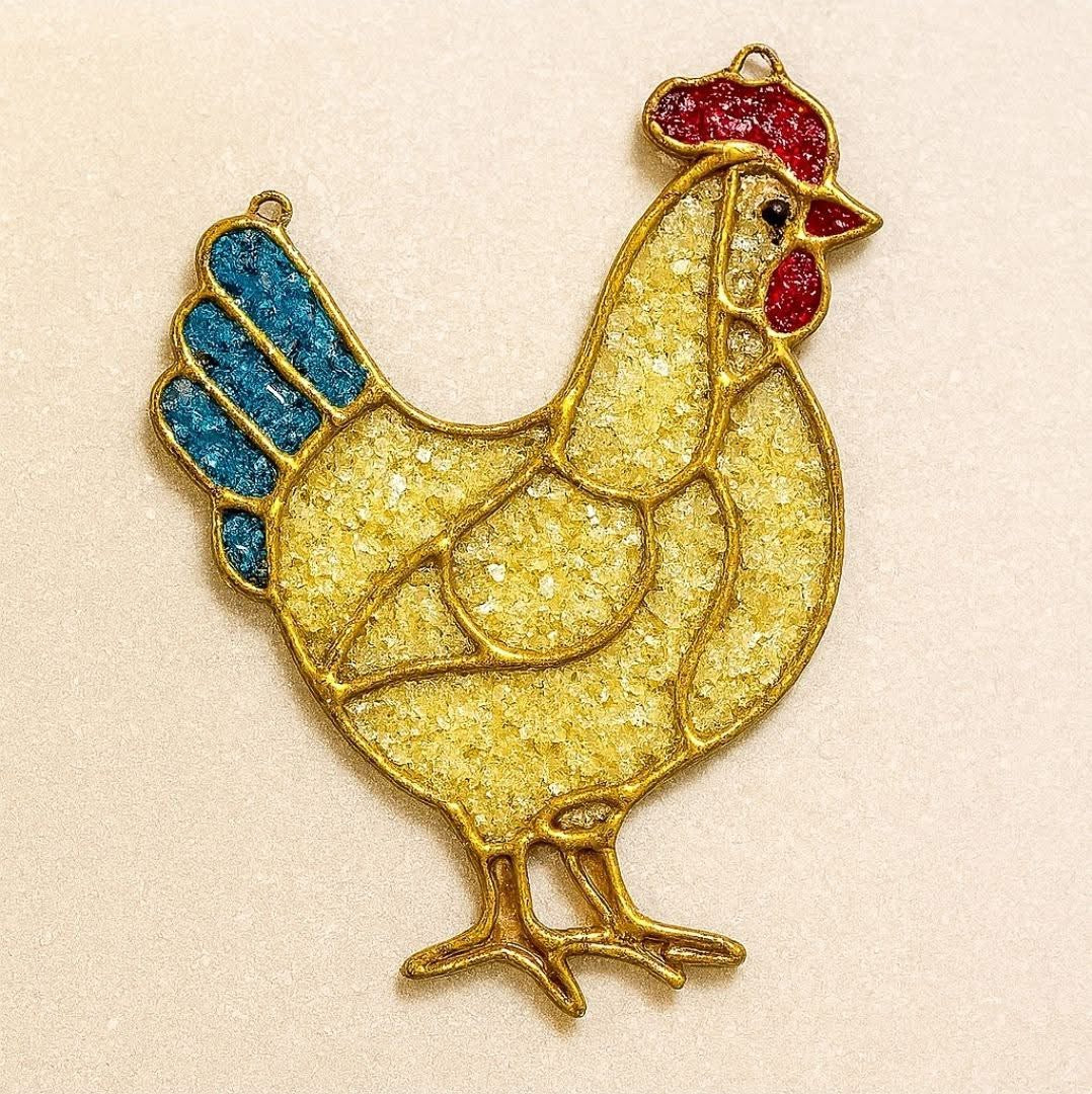 DIY Rooster Crushed Glass Suncatcher