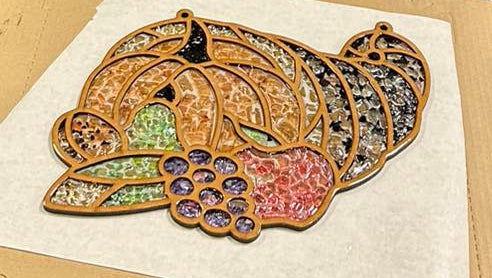 DIY Cornucopia Crushed Glass Suncatcher