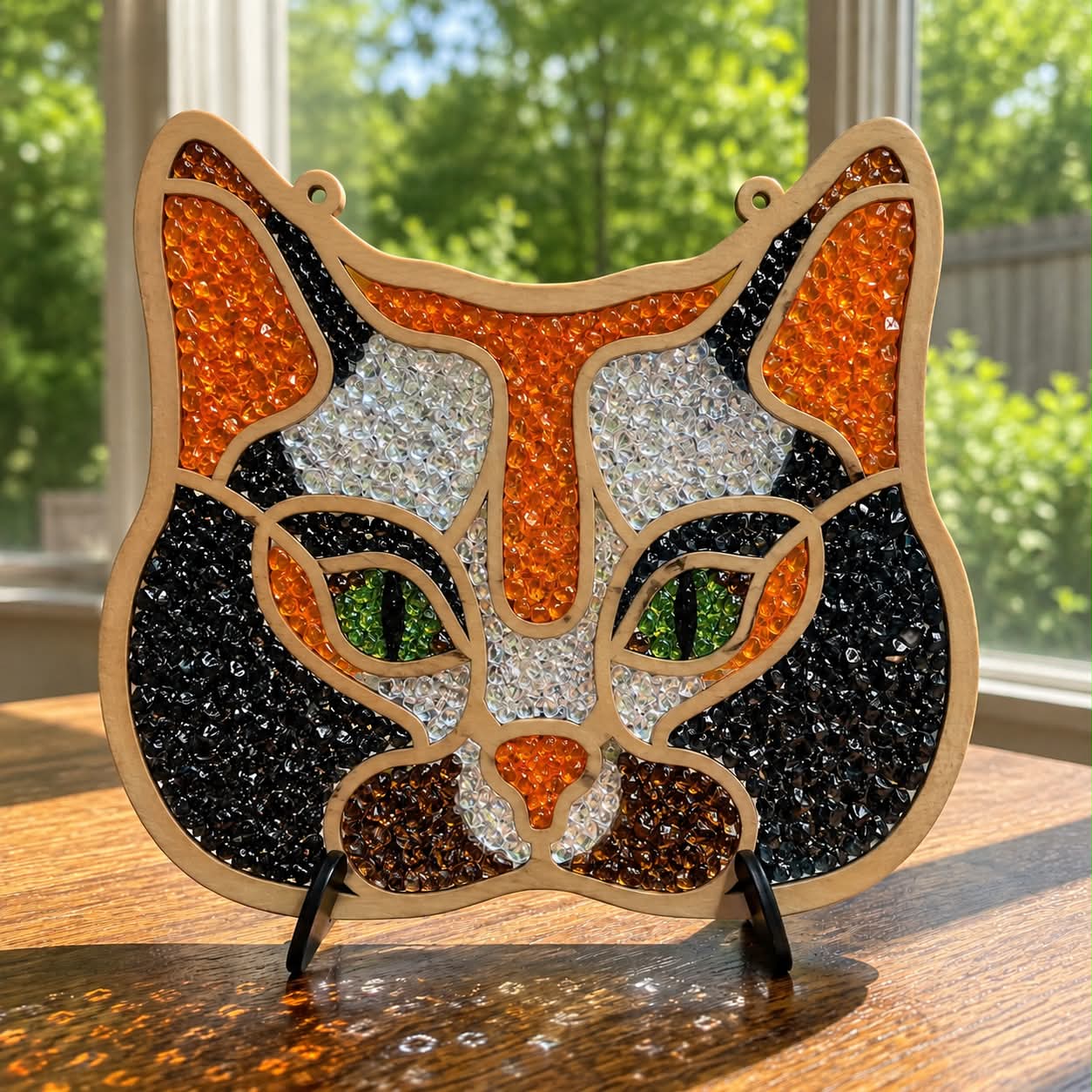 DIY Cat Crushed Glass Suncatcher