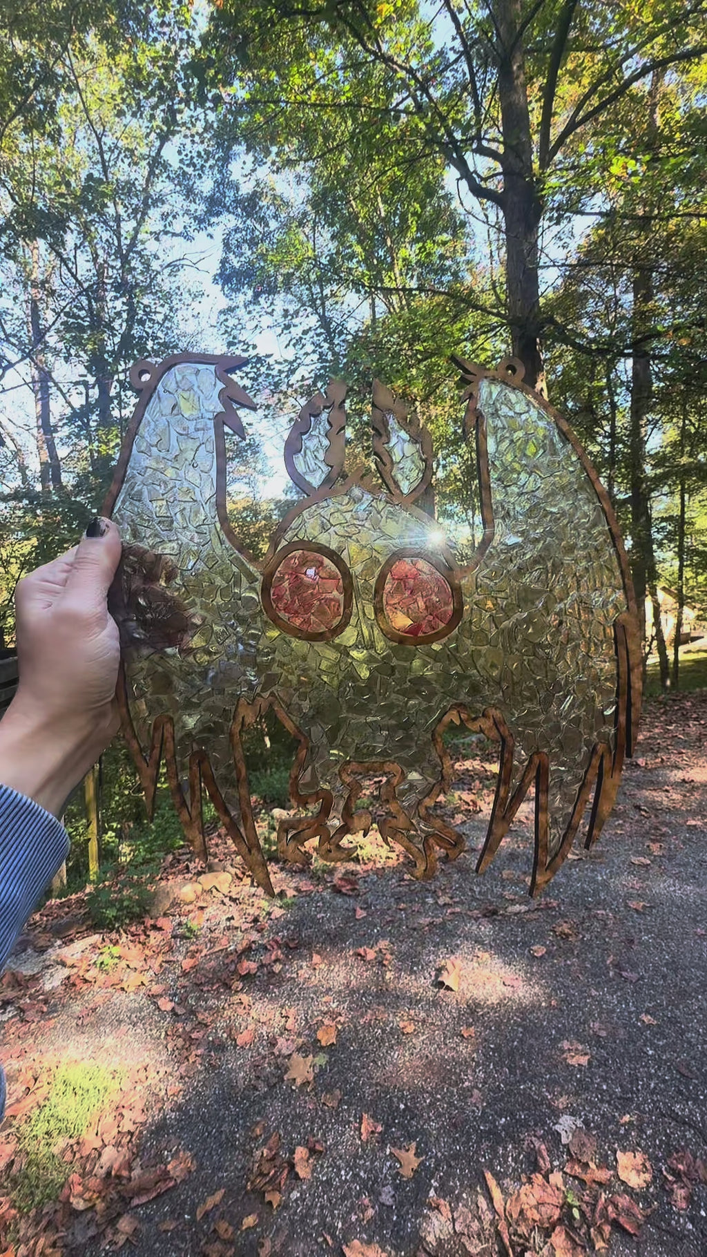 DIY Mothman Crushed Glass Suncatcher
