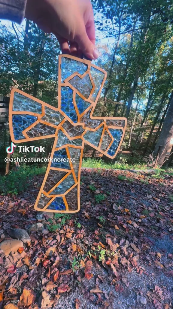 DIY Cross Crushed Glass Suncatcher