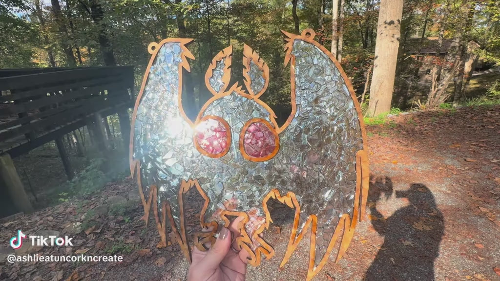 DIY Mothman Crushed Glass Suncatcher