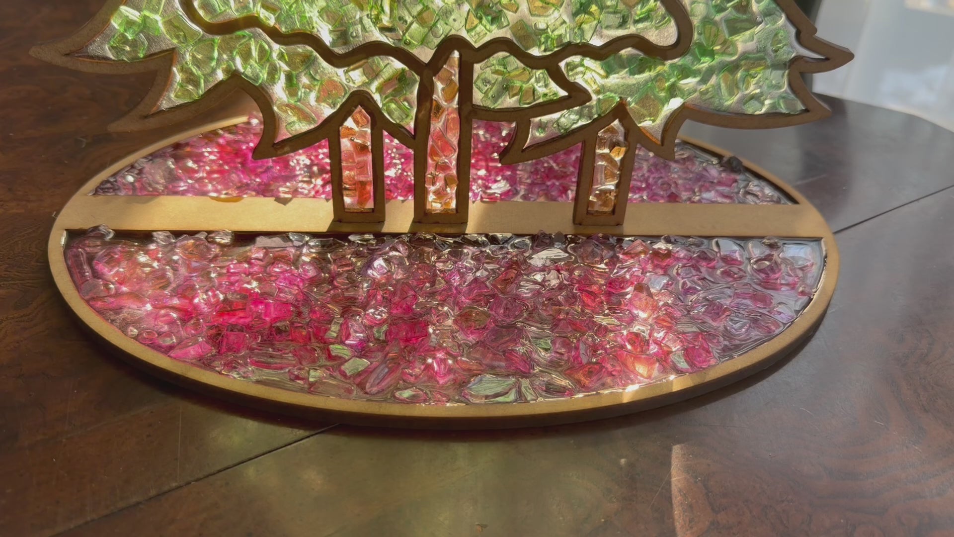 DIY Standing Trees Crushed Glass Suncatcher