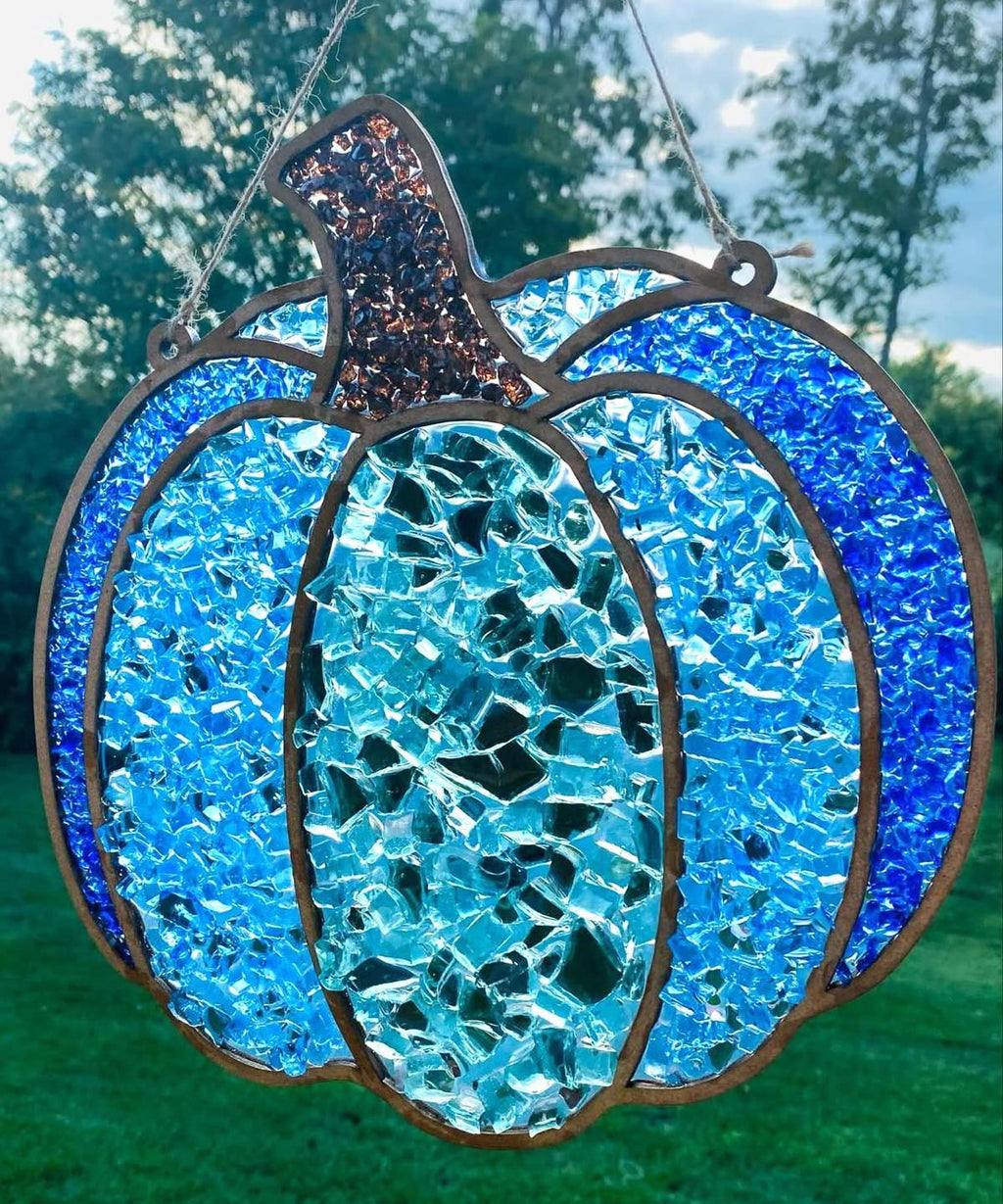 DIY Pumpkin Crushed Glass Suncatcher